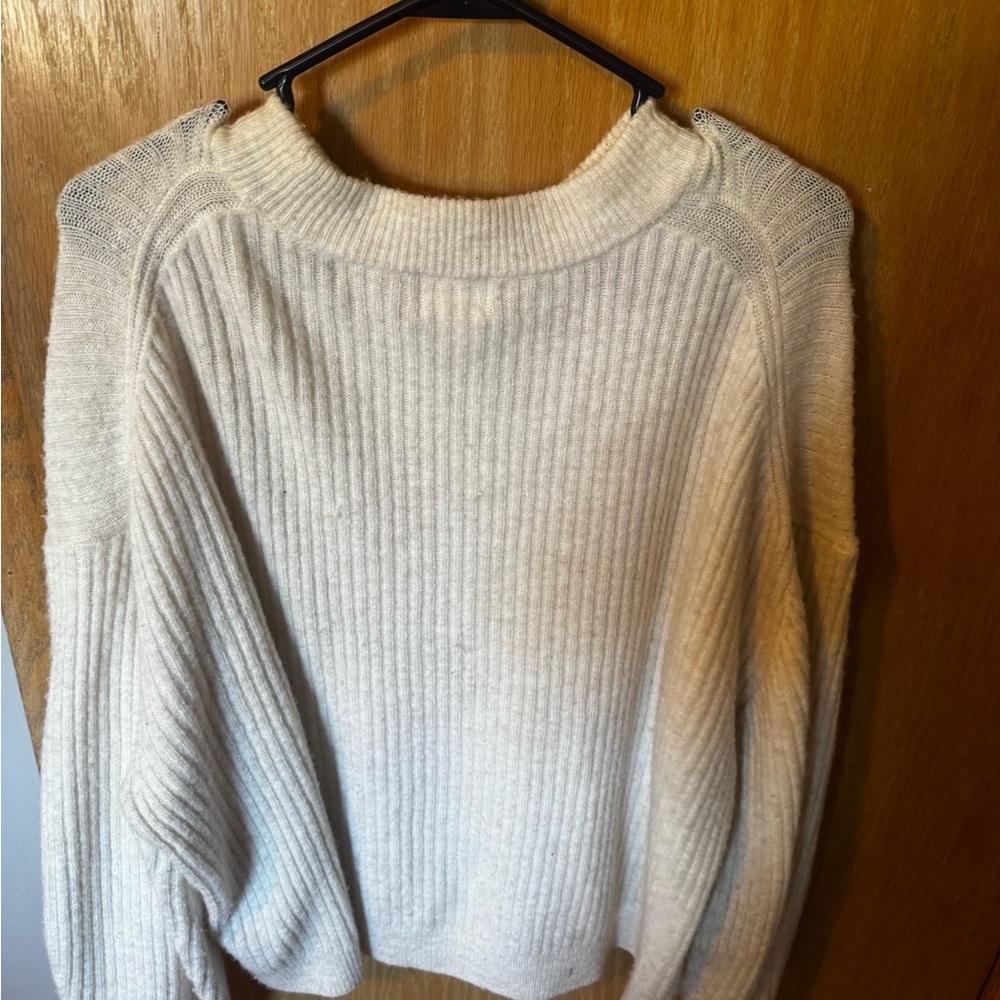 H&M Cream Ribbed Crew Neck Sweater